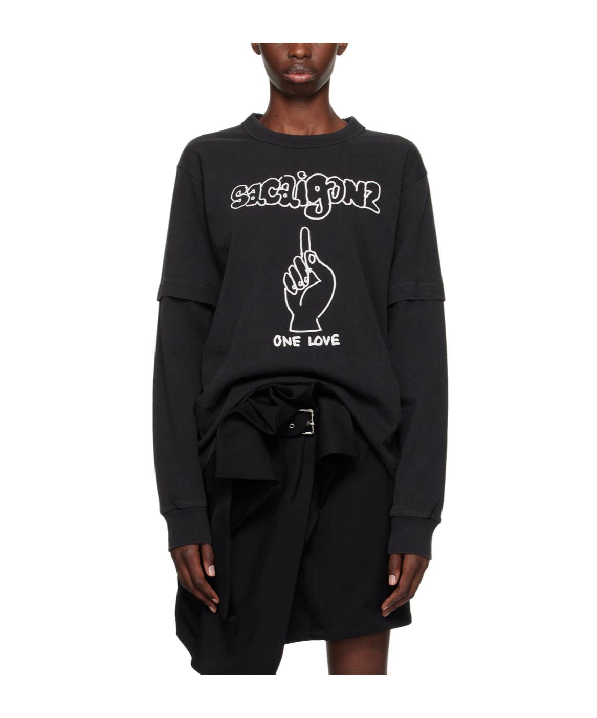 SACAI Laminated Long-sleeved T-shirt In Black Product Image
