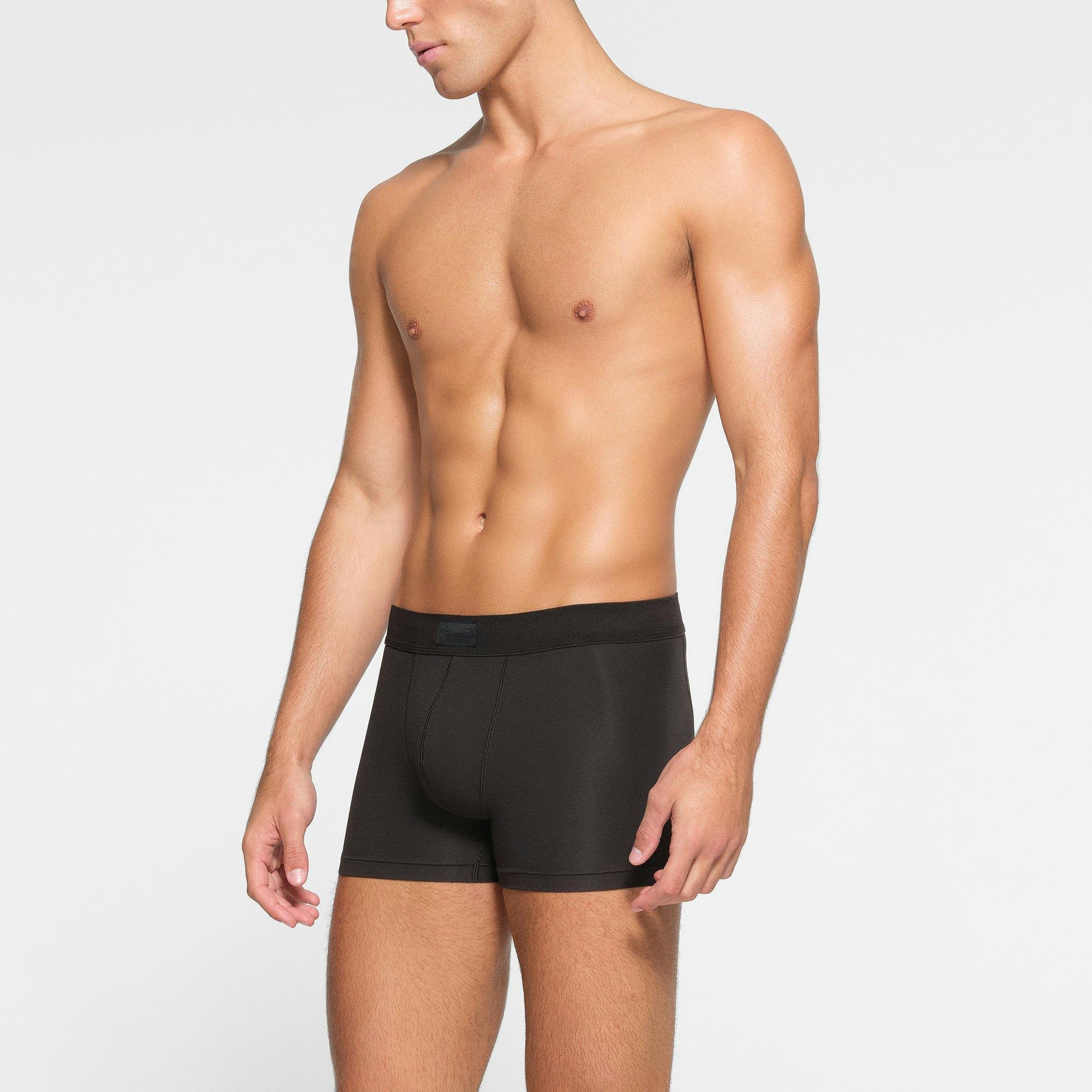 SKIMS COTTON MENS 3" BOXER BRIEF | ONYX Product Image