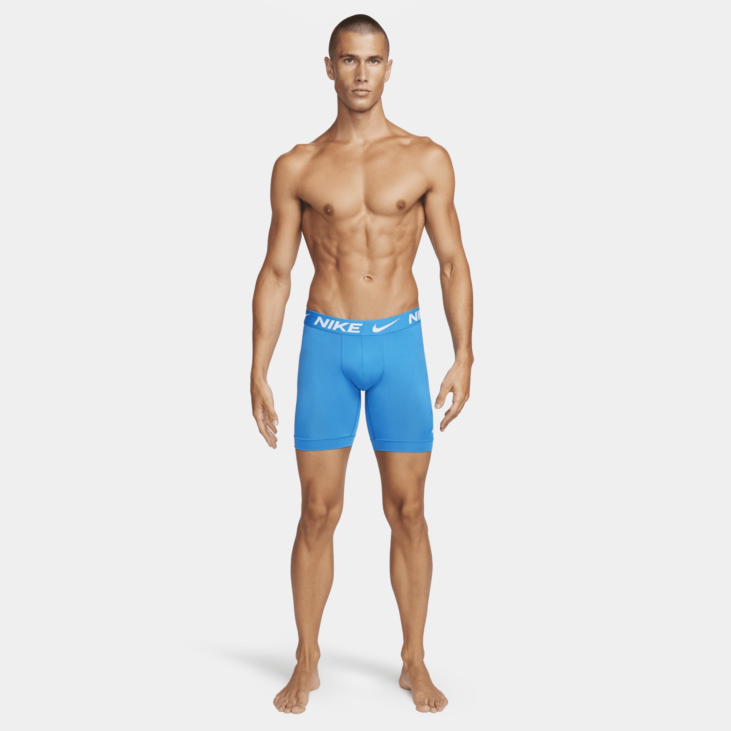 Men's Nike Dri-FIT Essential 3-pack Microfiber Long-Leg Boxer Briefs, Size: Medium, Black Product Image