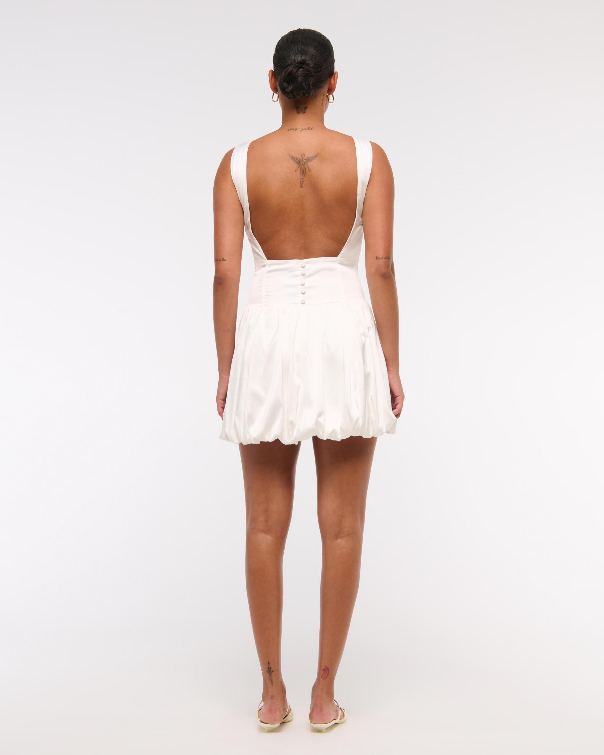 High-Neck Bubble Hem Mini Dress Product Image