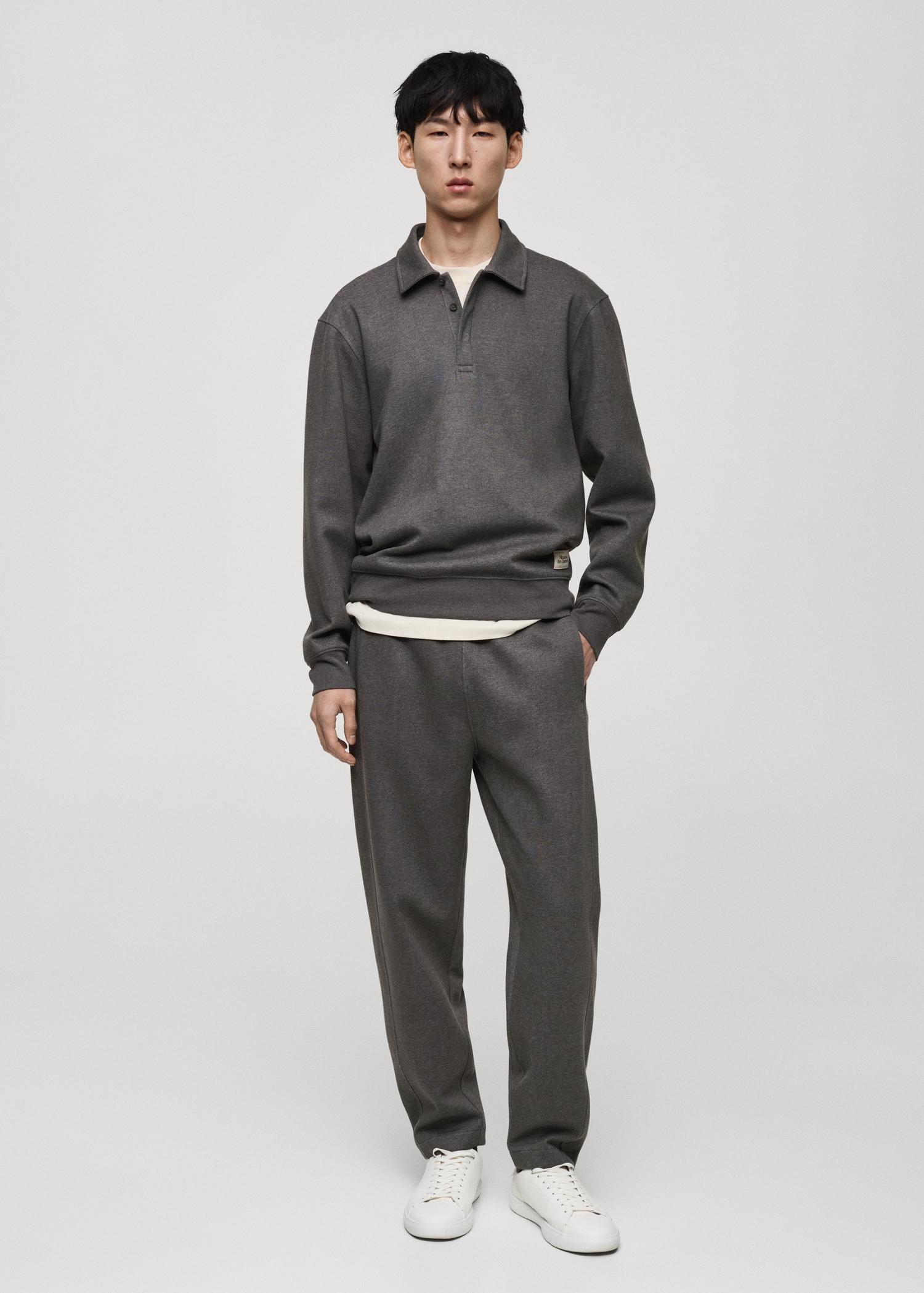 Polo sweatshirt with embroidery detail - Men | MANGO USA Product Image