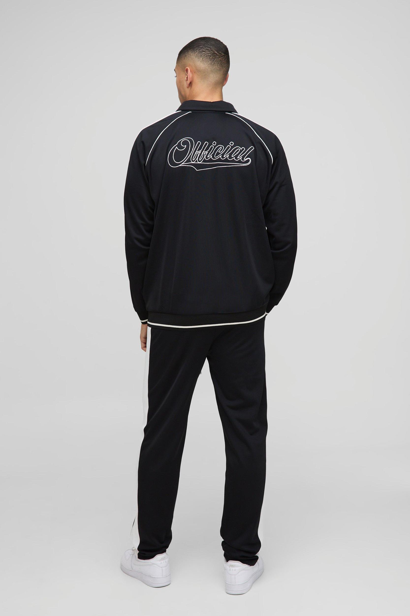 Oversized Funnel Neck Tricot Track Jacket Tracksuit | boohooMAN USA Product Image