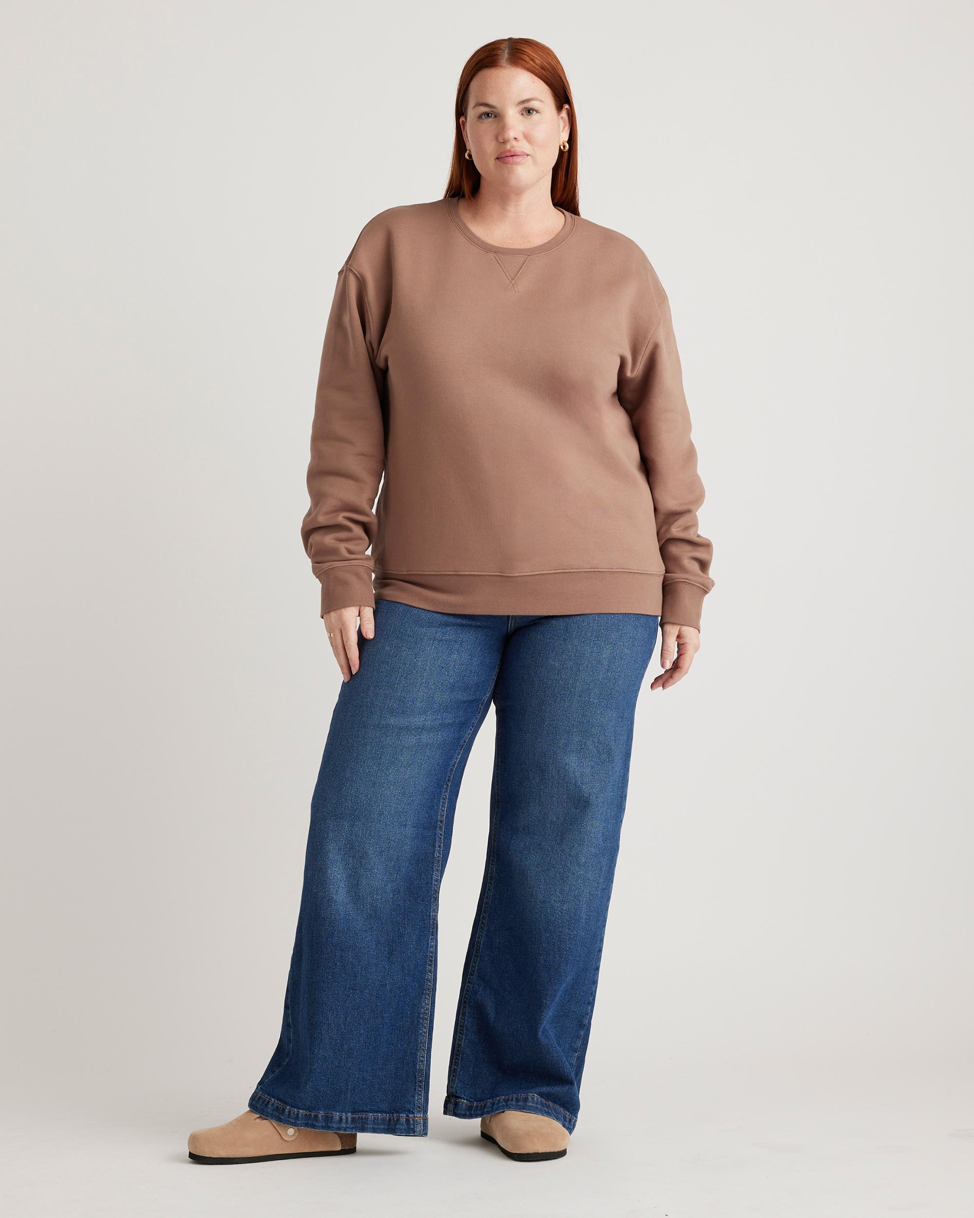 Quince | Women's Organic Heavyweight Fleece Boyfriend Crew Neck Alpaca Sweater Organic Cotton Product Image