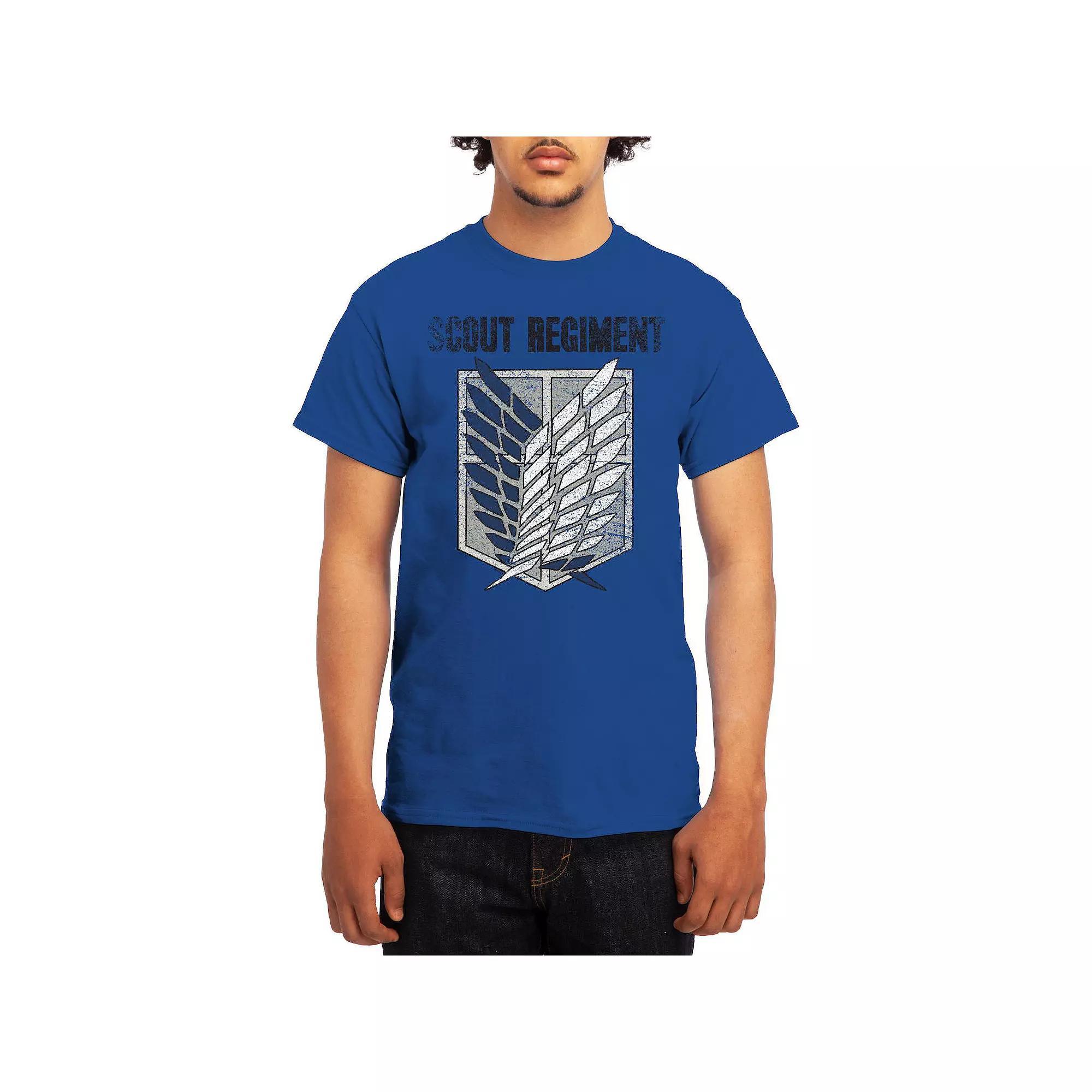 Men's Attack on Titan Distressed Survey Corps Emblem Tee, Boy's, Size: Medium, Blue Product Image
