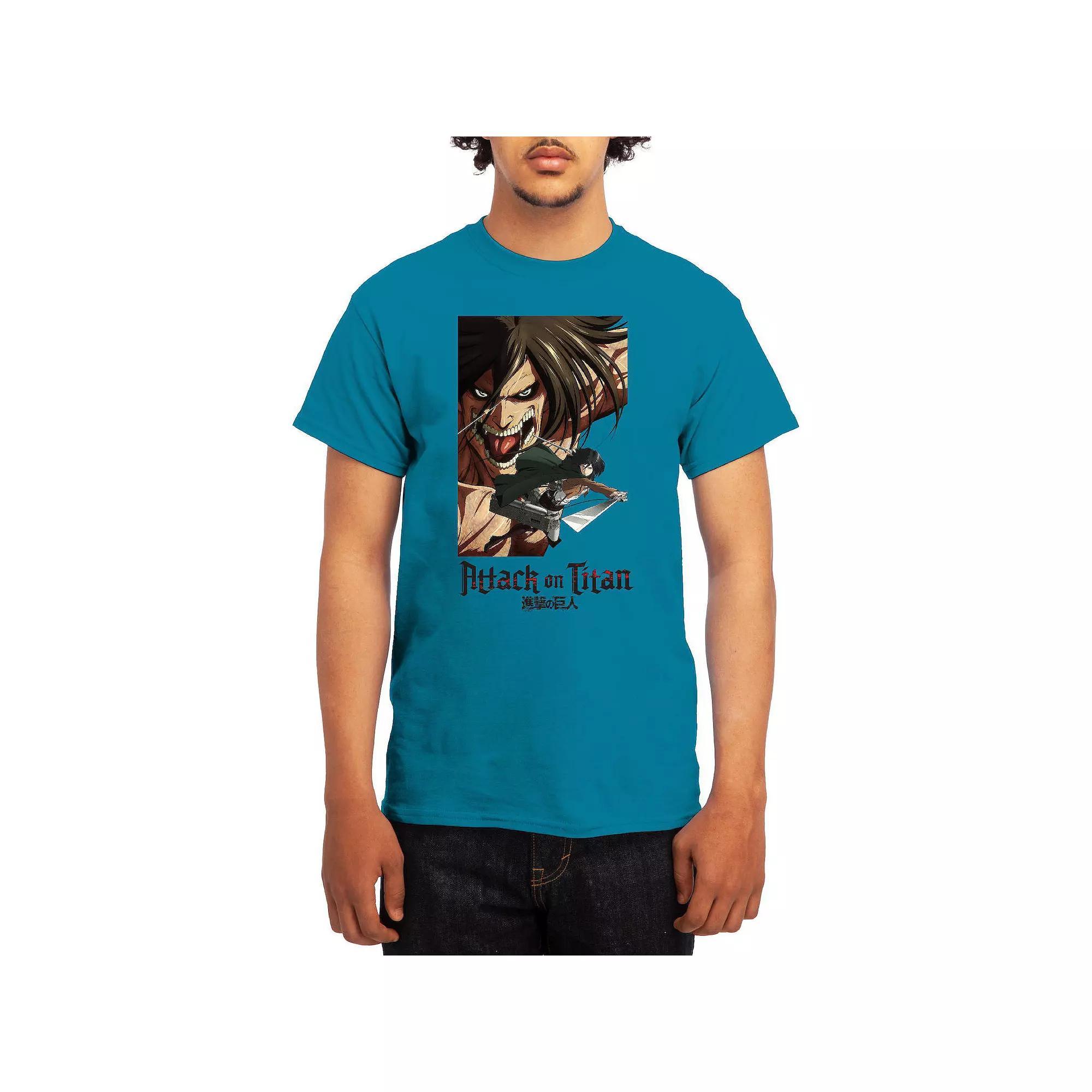Men's Attack on Titan Eren & Mikasa Tee, Boy's, Size: Medium, Lt Blue Product Image