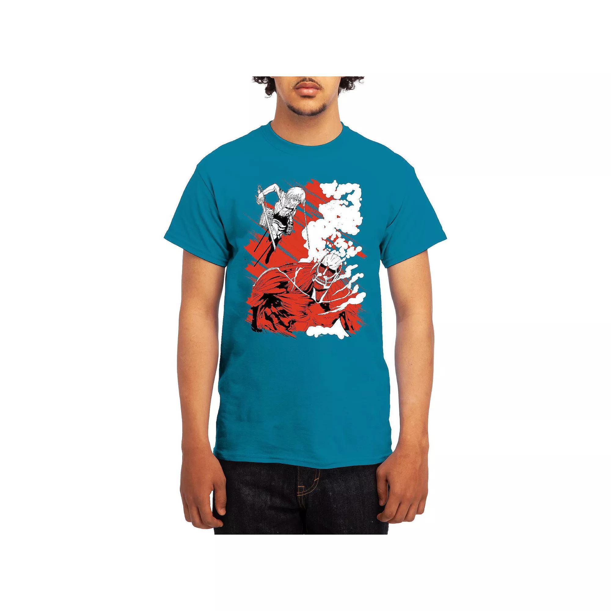 Men's Attack on Titan Titan Silhouette Sunset Tee, Size: Large, Turquoise Product Image