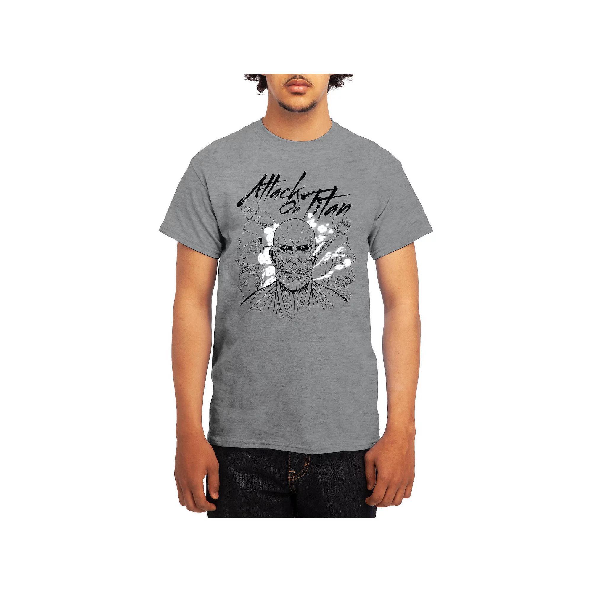 Men's Attack on Titan Eren Versus Colossal Titan Graphic Tee, Size: Large, Grey Kelly Product Image