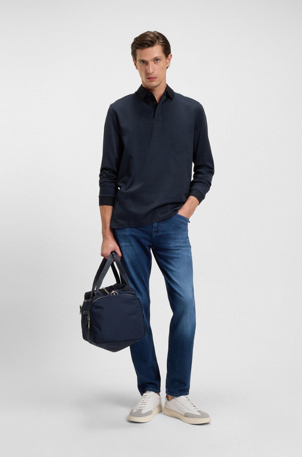 Mercerised-cotton polo shirt with plain collar Product Image