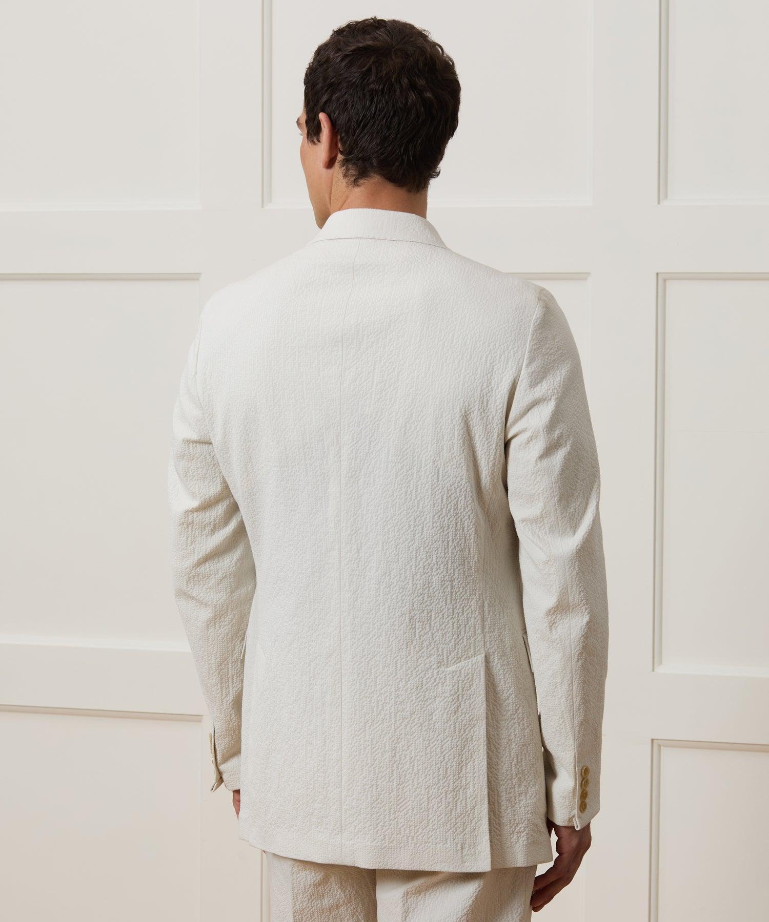 Italian Seersucker Double-Breasted Suit Jacket Product Image