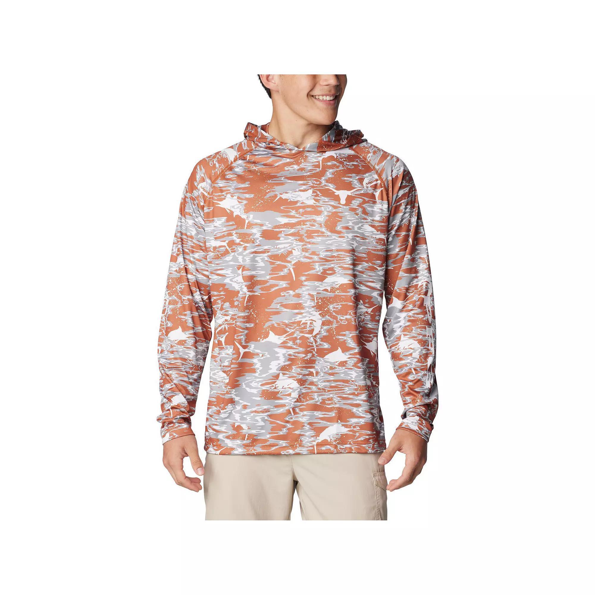 Mens Columbia Burnt Orange Texas Longhorns PFG Terminal Tackle Omni-Shade Rippled Long Sleeve Hooded T-Shirt Product Image