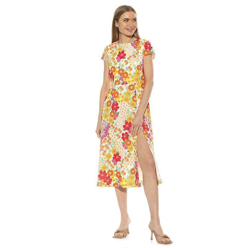 Women's ALEXIA ADMOR Lily High-Slit Midi Dress, Size: 8, Floral Party Product Image