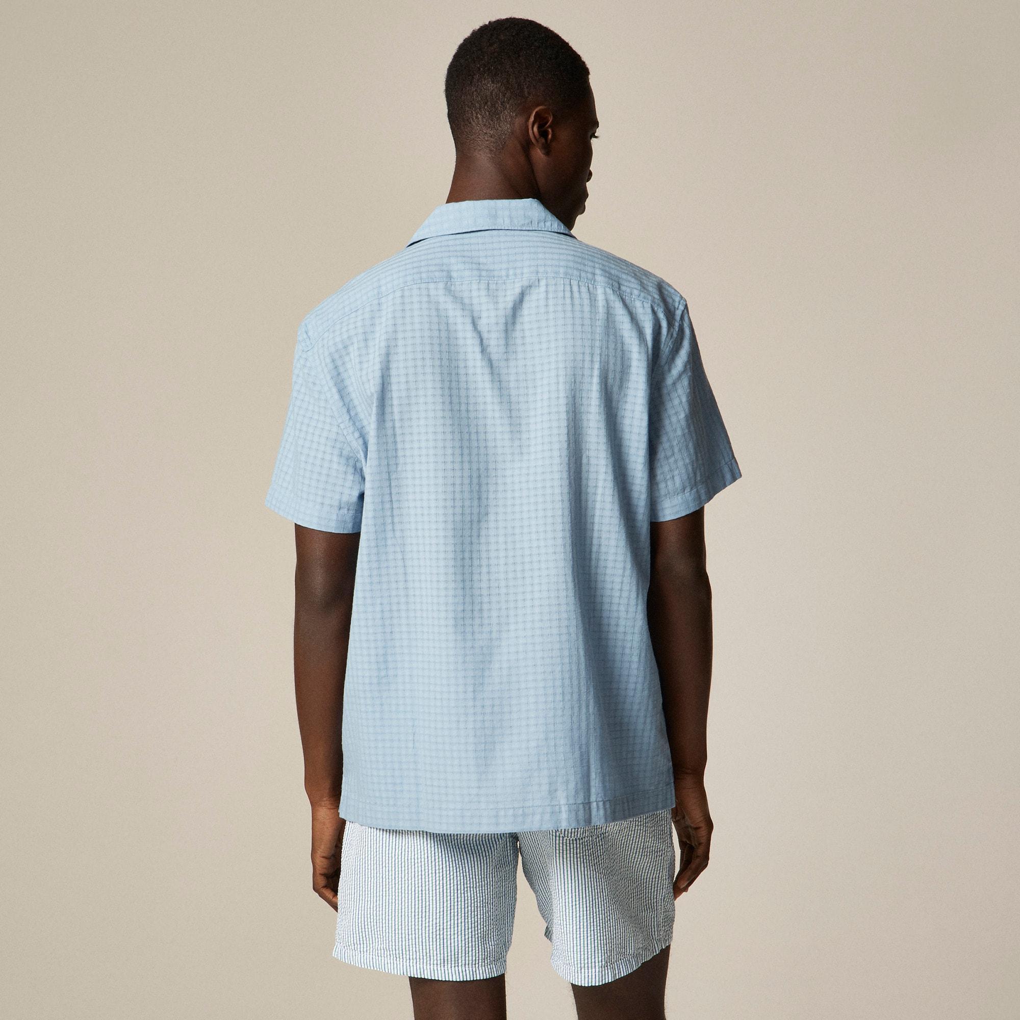 Short-sleeve cotton dobby camp-collar shirt Product Image