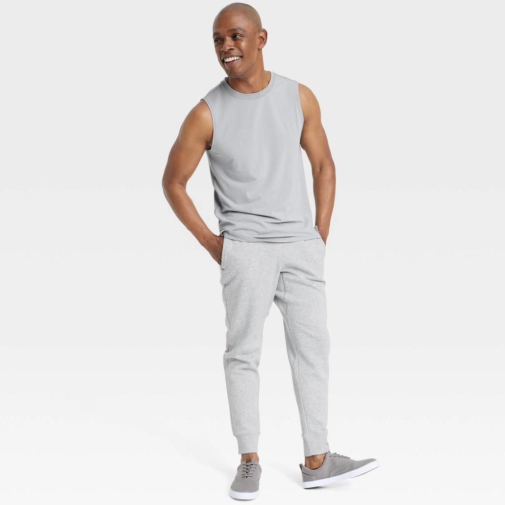Men's Cotton Fleece Jogger Pants - All In Motion™ Navy Blue XL: Mid Rise, Zippered Pocket, Drawstring Waist Product Image