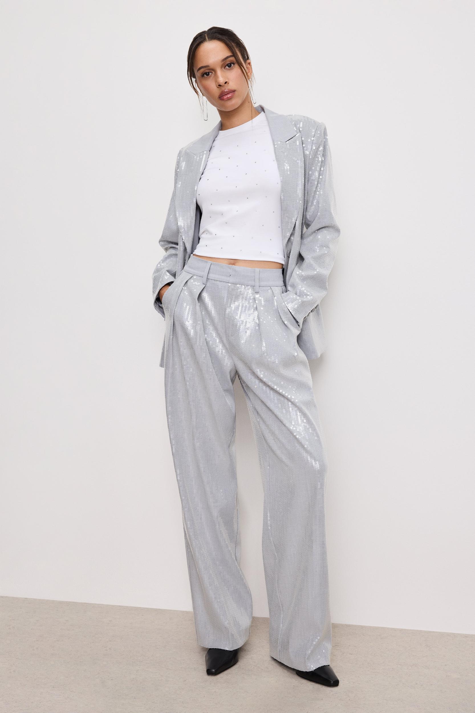 GOOD '90s SEQUIN TROUSERS | HEATHER GREY001 Product Image