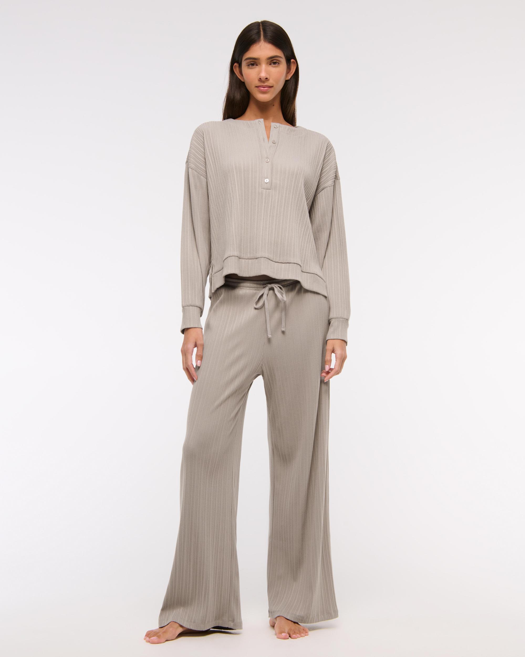 Lounge Wide Rib Henley Sweatshirt Product Image