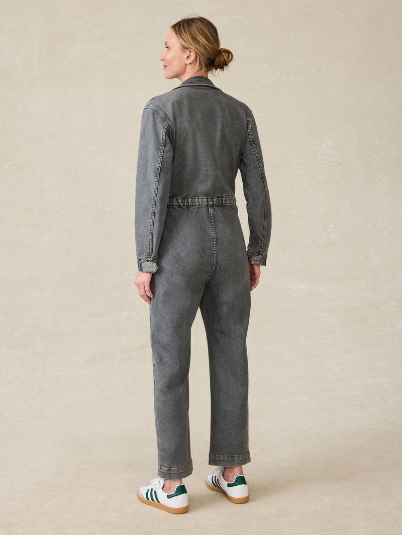 Sunwashed Denim Jumpsuit - Washed Black Product Image