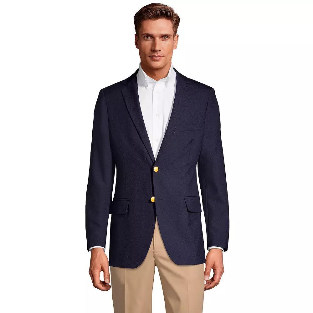 Men's Lands' End Tailored Fit Hopsack Blazer, Size: 44, Deep Blue Product Image