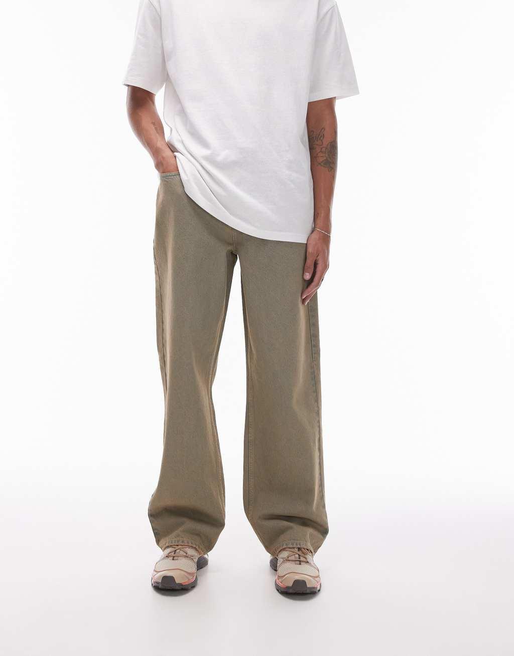 Topman wide leg jeans in heavy rust tint wash Product Image