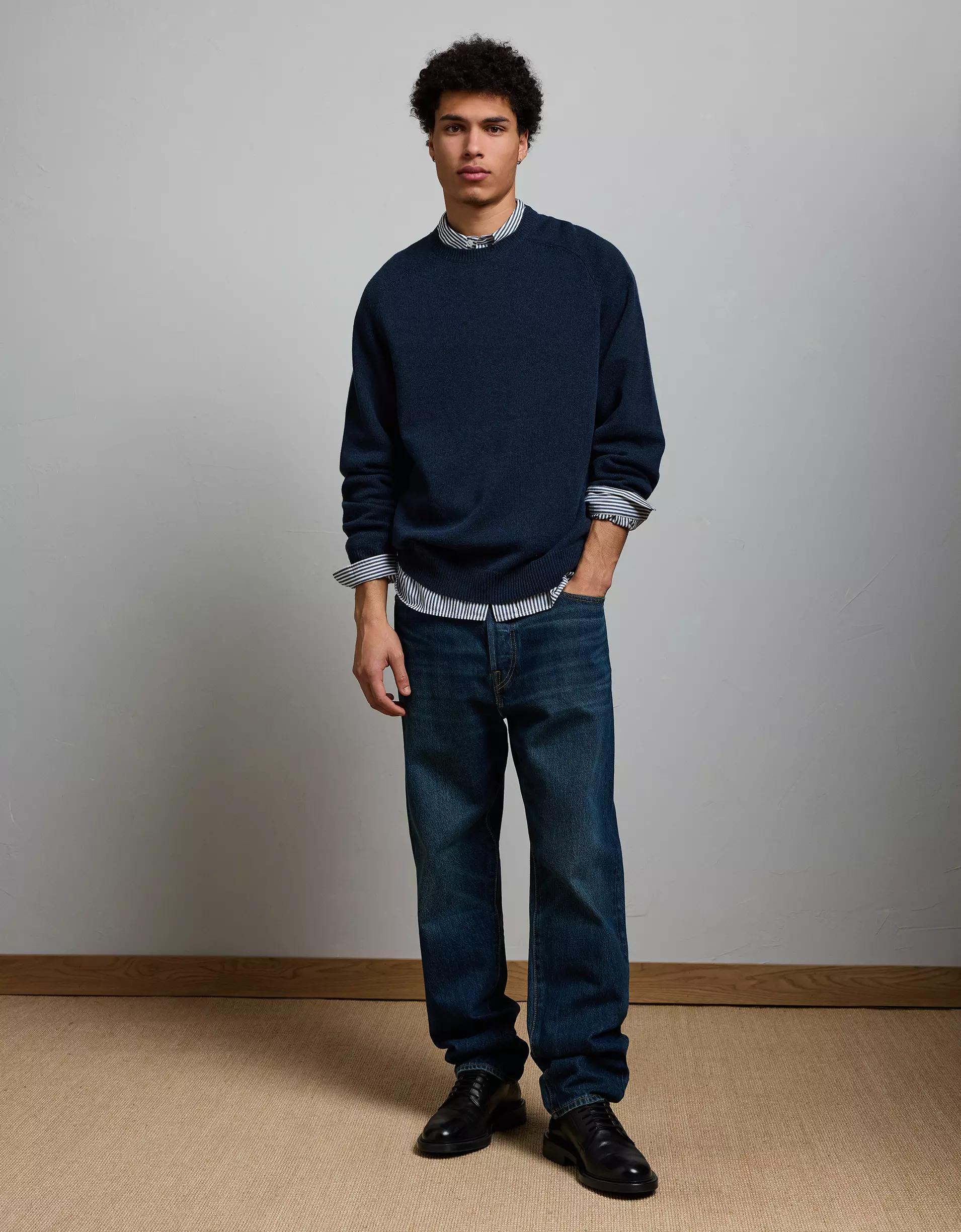 AE77 Premium Cashmere-Blend Crew Neck Sweater Product Image