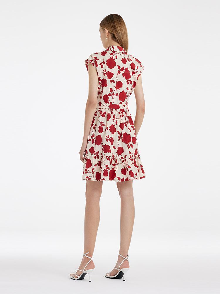 Rose Print Knotted Women Mini Dress Product Image