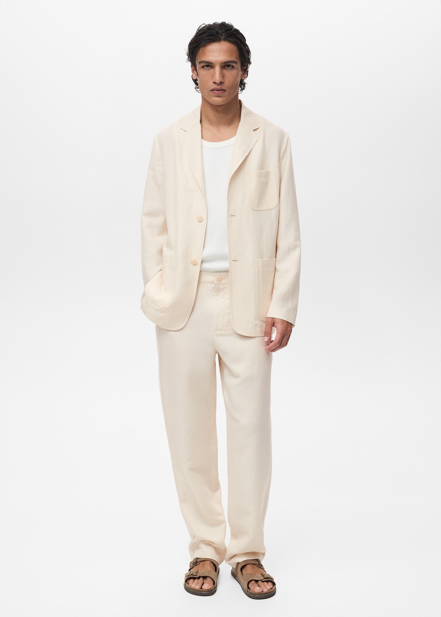 Linen-lyocell blend suit blazer - Men | MANGO USA Product Image