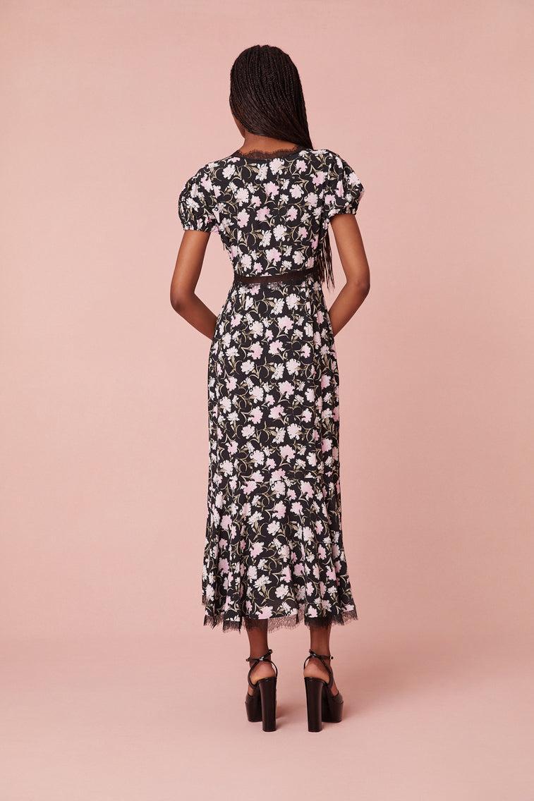 Aurelle Floral Lace Midi Dress Product Image