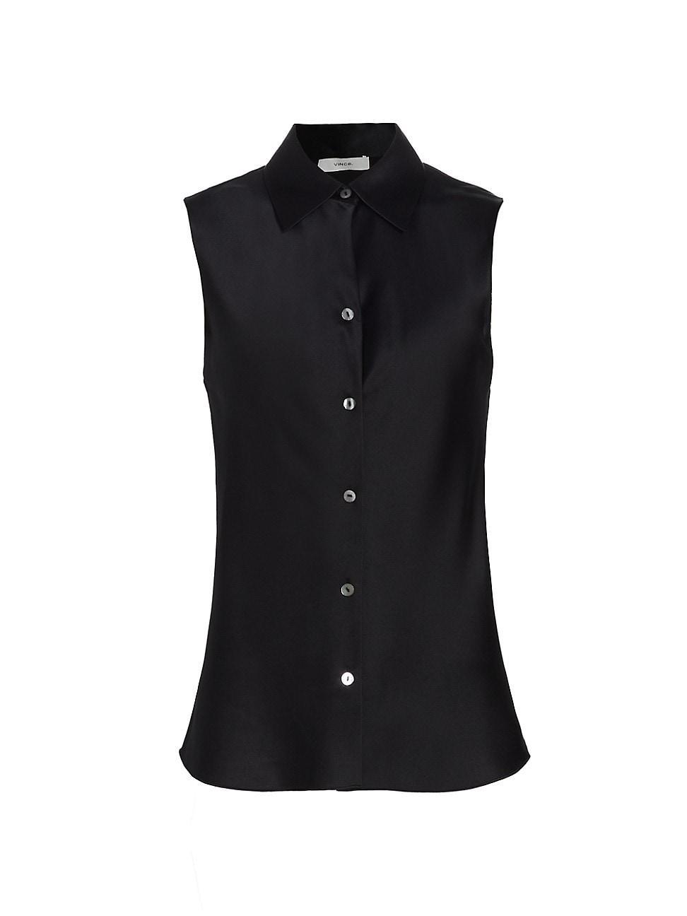 Sleeveless Bias-Cut Silk Shirt Product Image