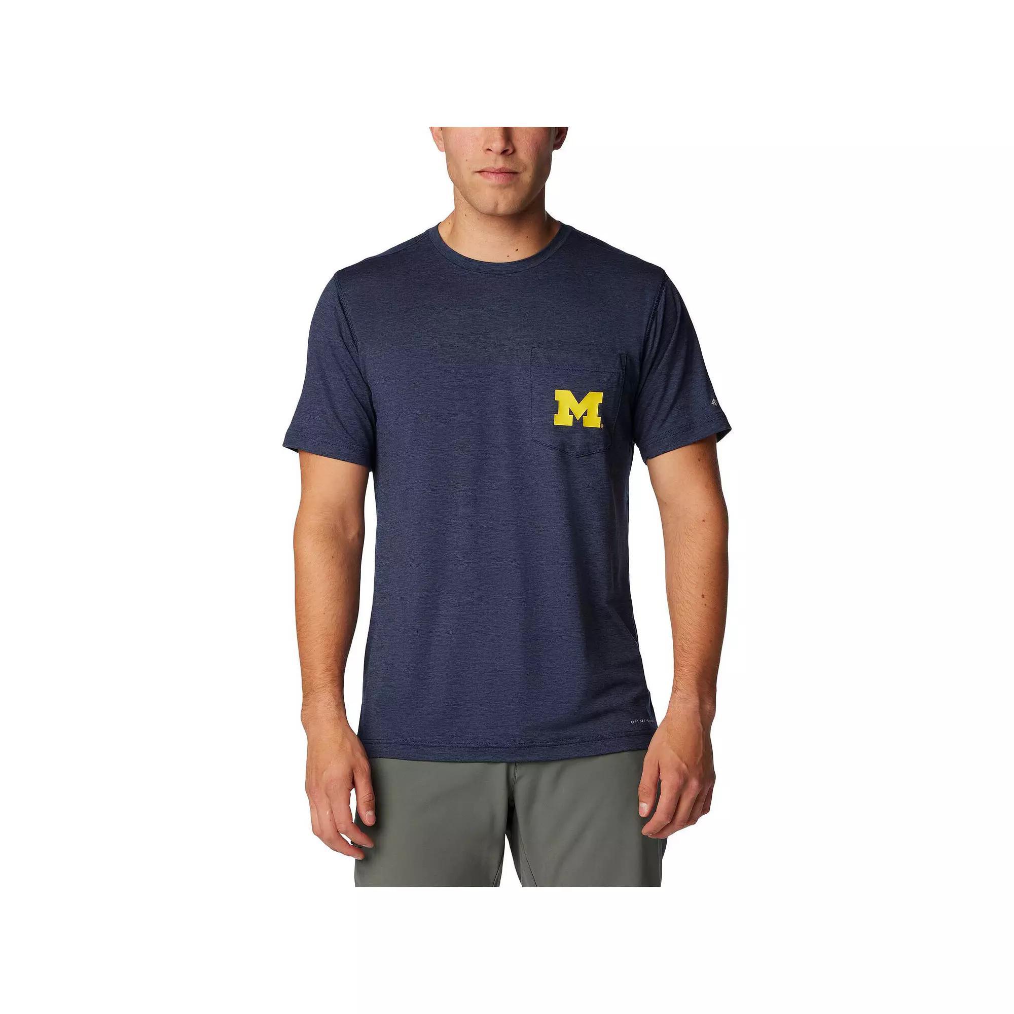 Men's Columbia Navy Michigan Wolverines Tech Trail Omni-Wick T-Shirt, Size: XL, Blue Product Image