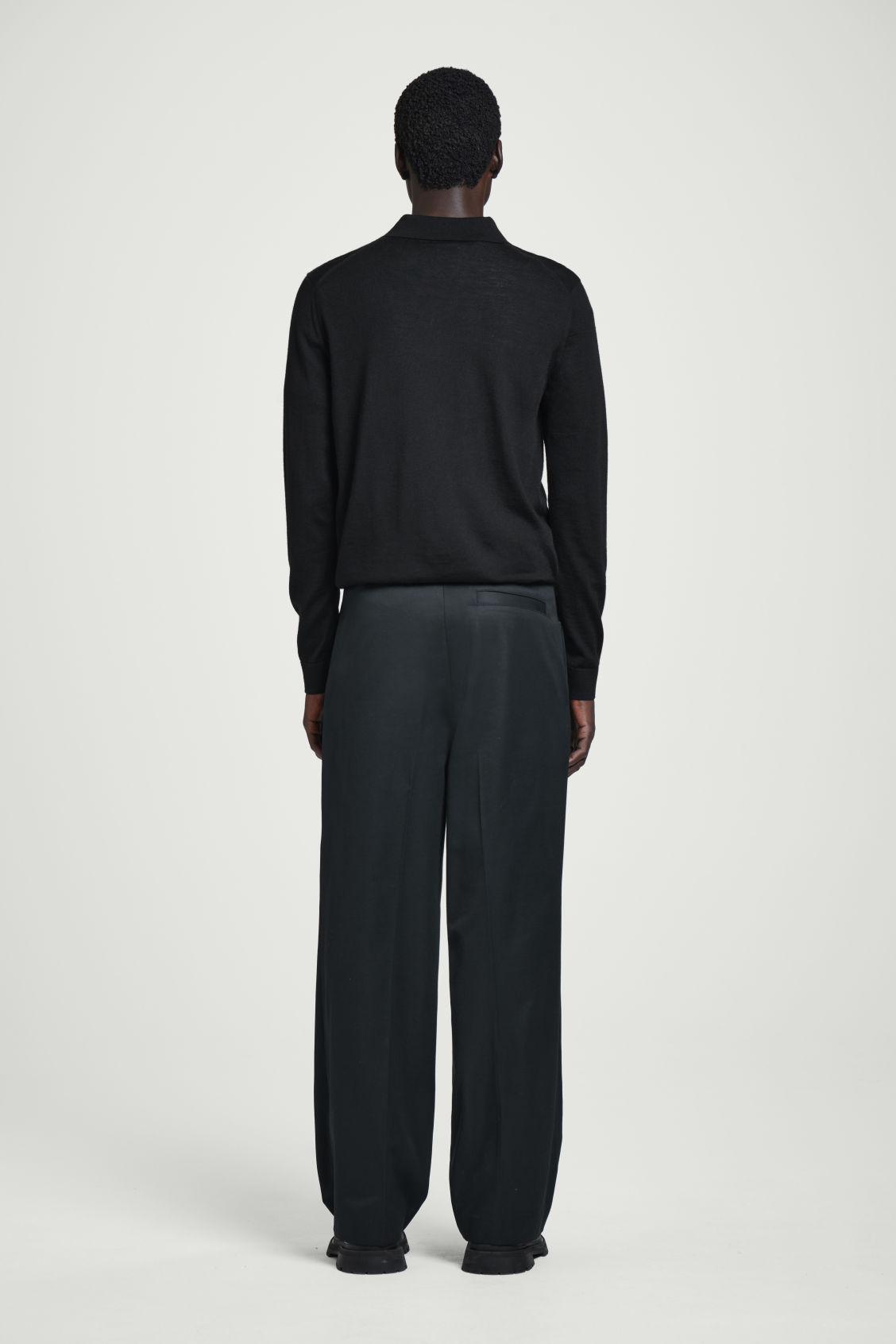 PLEATED COTTON WIDE-LEG PANTS Product Image