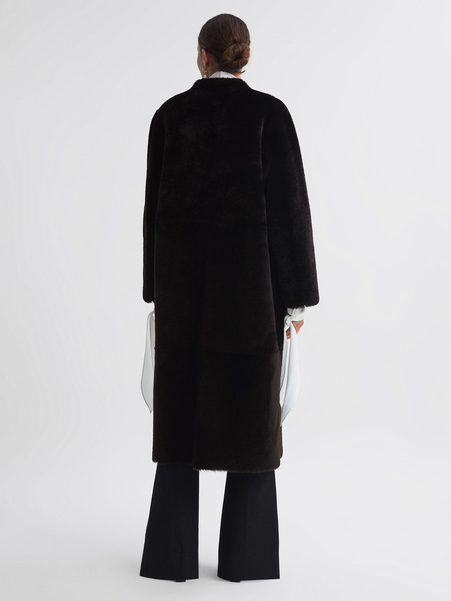Reversible Leather Shearling Jacket in Chocolate Product Image