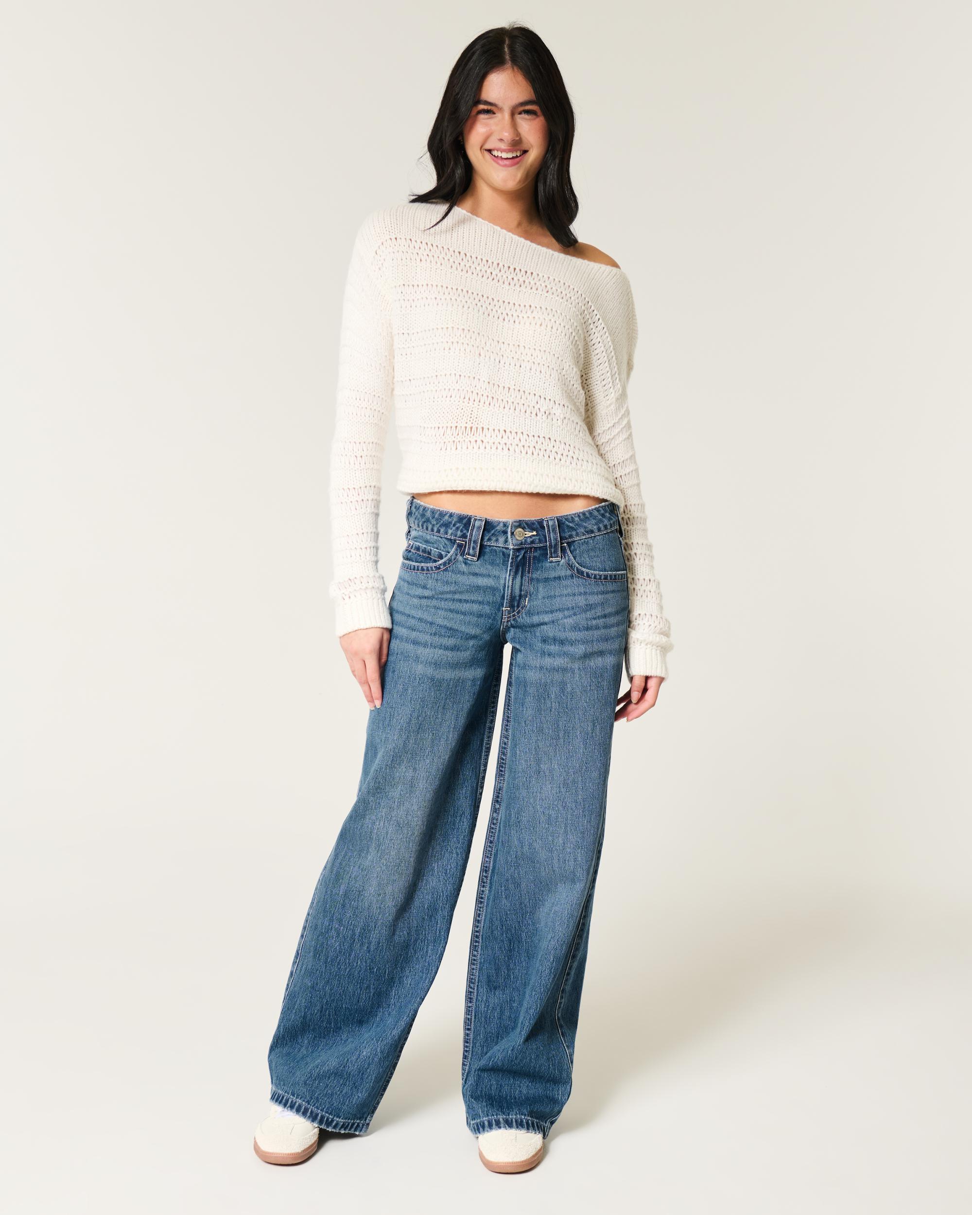 Low-Rise Dark Wash Super Baggy Jeans Product Image
