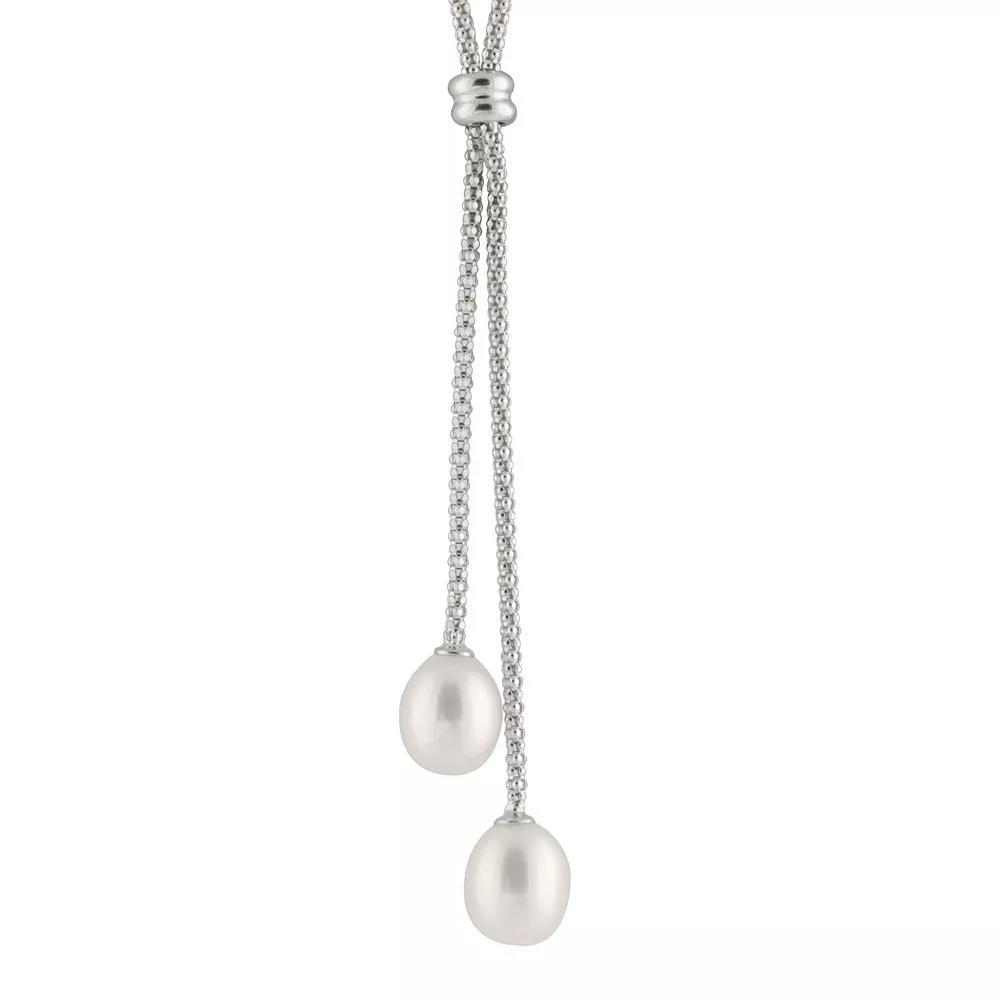 Freshwater Cultured Pearl Double Drop Necklace, Women's, Size: 16", Sterling Silver Product Image