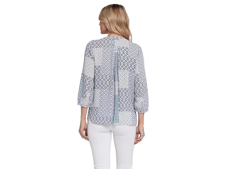 Nydj Three Quarter Sleeve Printed Pintucked Back Blouse Product Image
