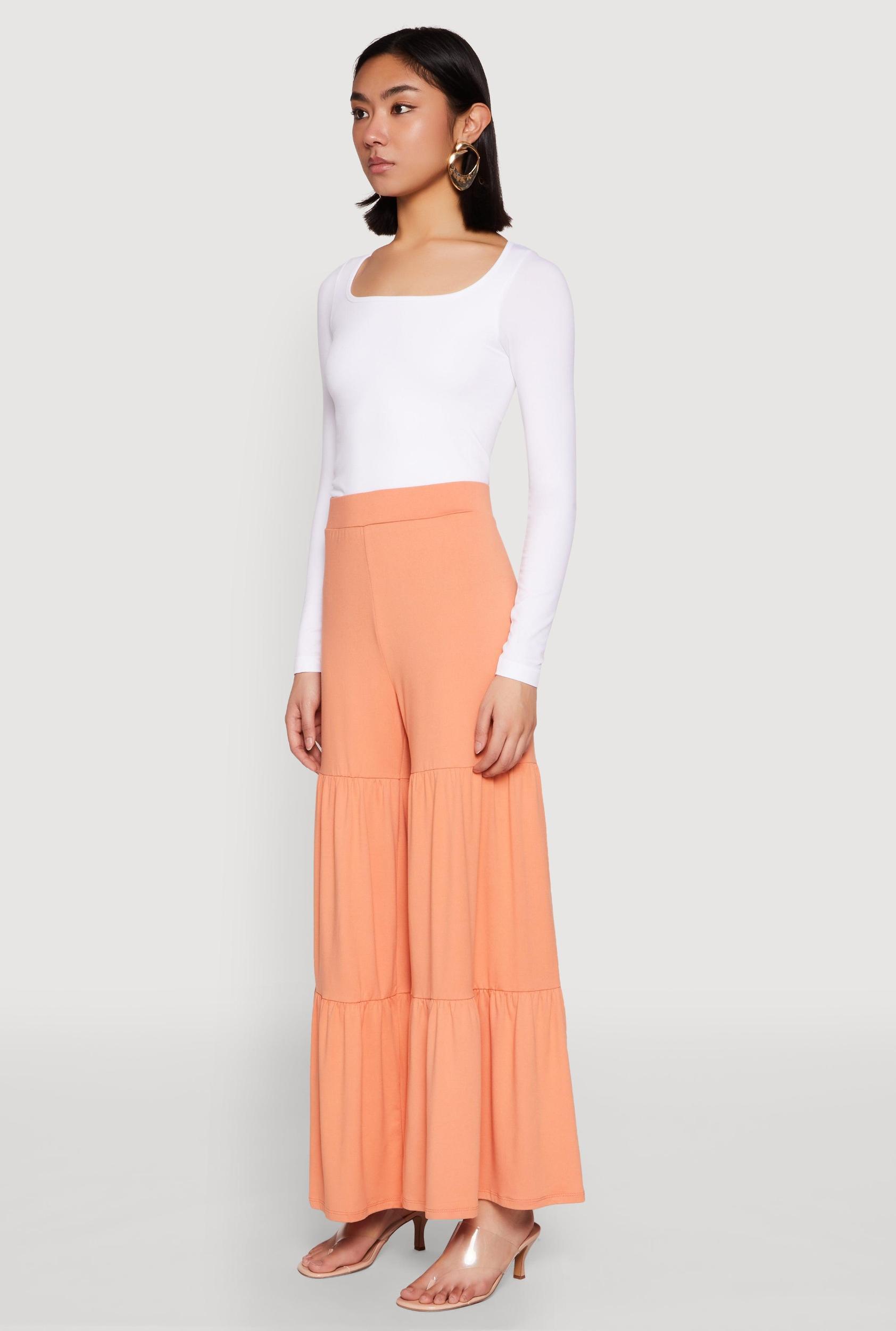 Womens High Waisted Tiered Palazzo Pants Product Image