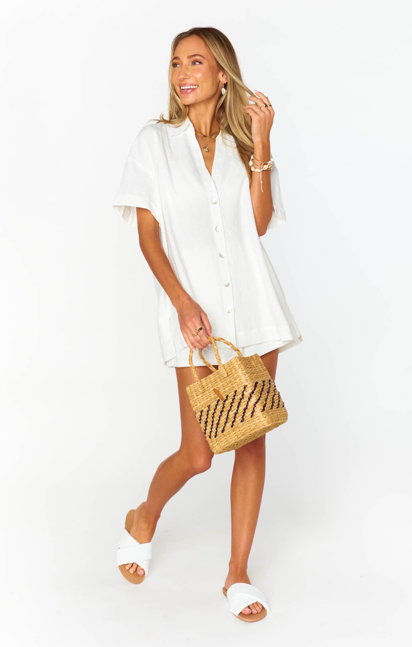 Parker Button Down ~ White Linen Product Image