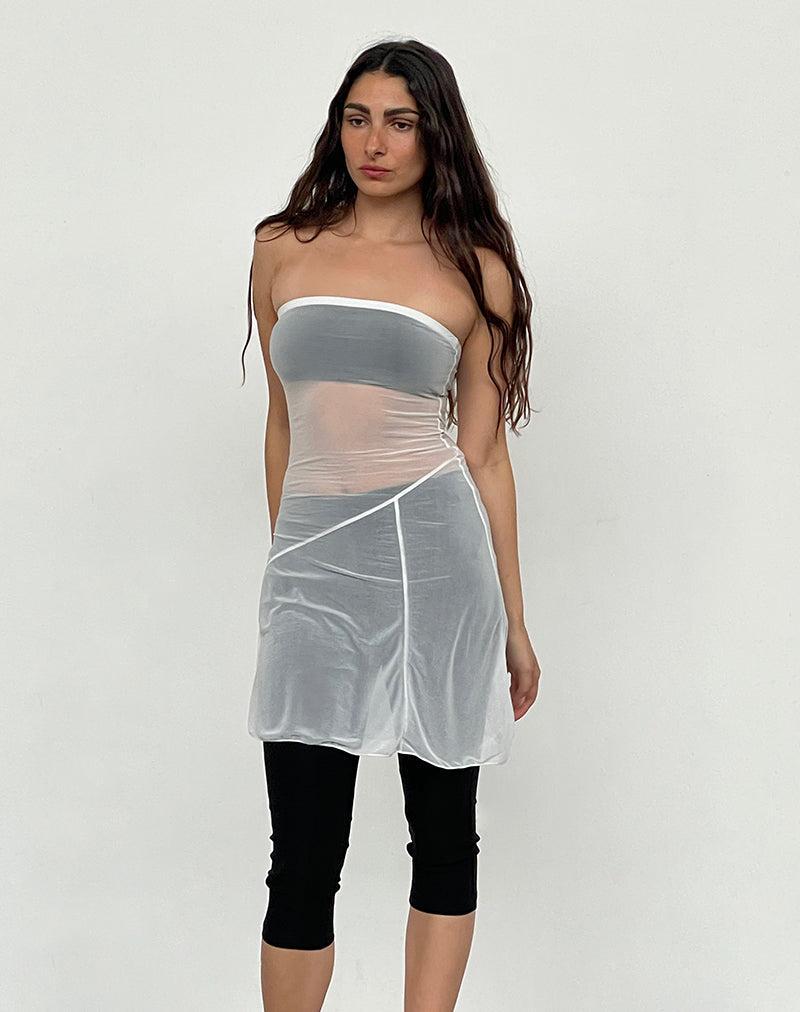Gretchen Bandeau Mini Dress in Sheer Cream Female Product Image