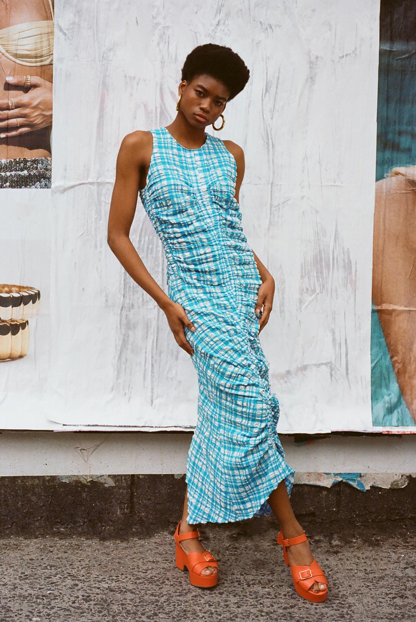 Josephine Dress - Ocean Gingham Product Image