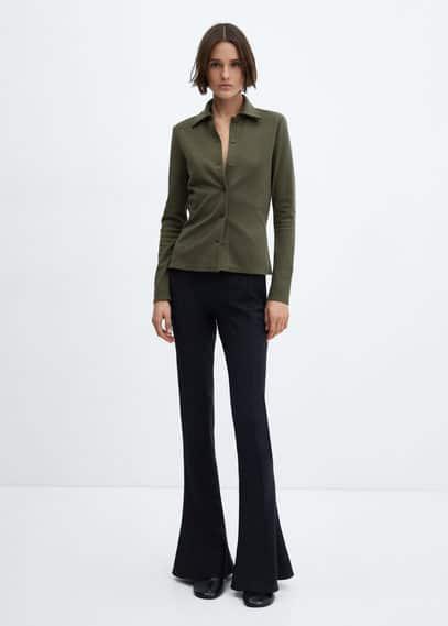 Cotton knit shirt - Women | MANGO USA Product Image