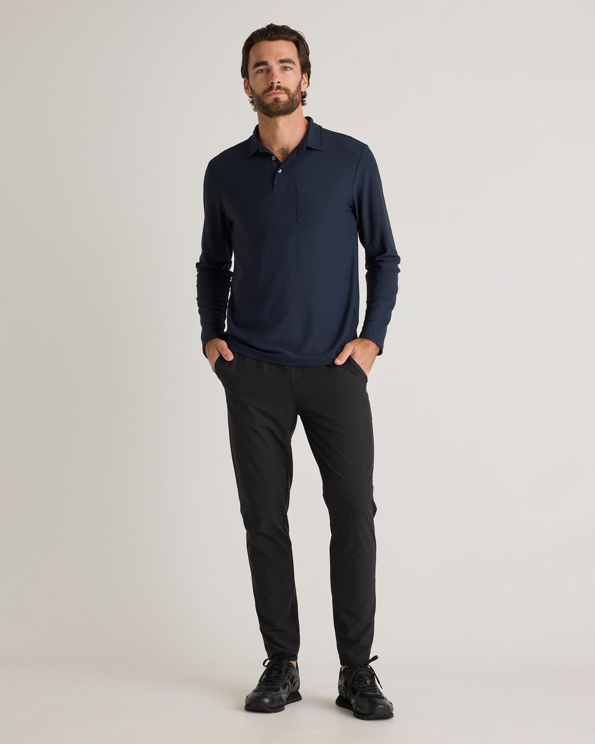 Quince | Men's ProPique Performance Long Sleeve Polo Recycled Polyester Product Image