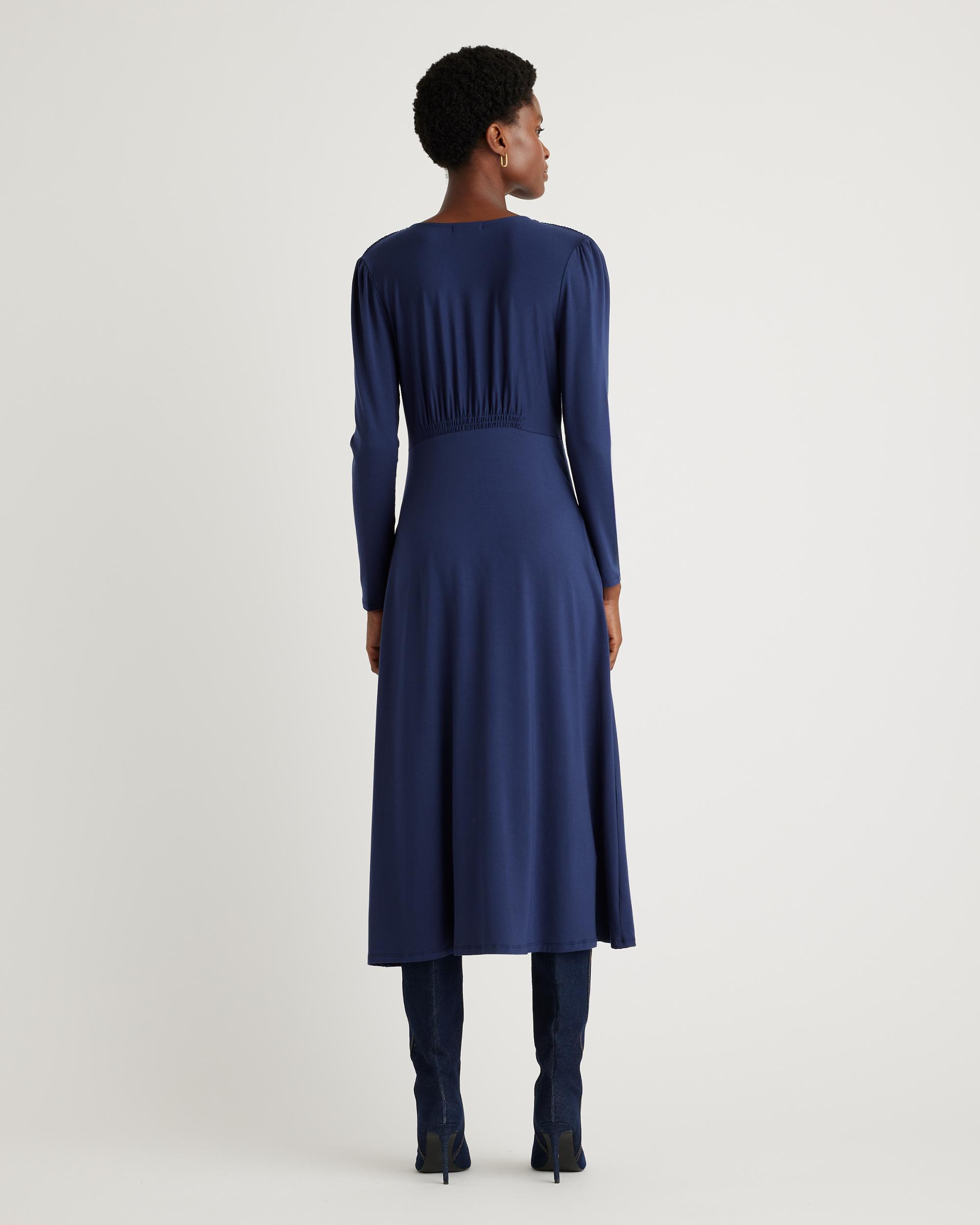Quince | Women's Tencel Jersey V-Neck Long Sleeve Midi Dress Size XL Product Image
