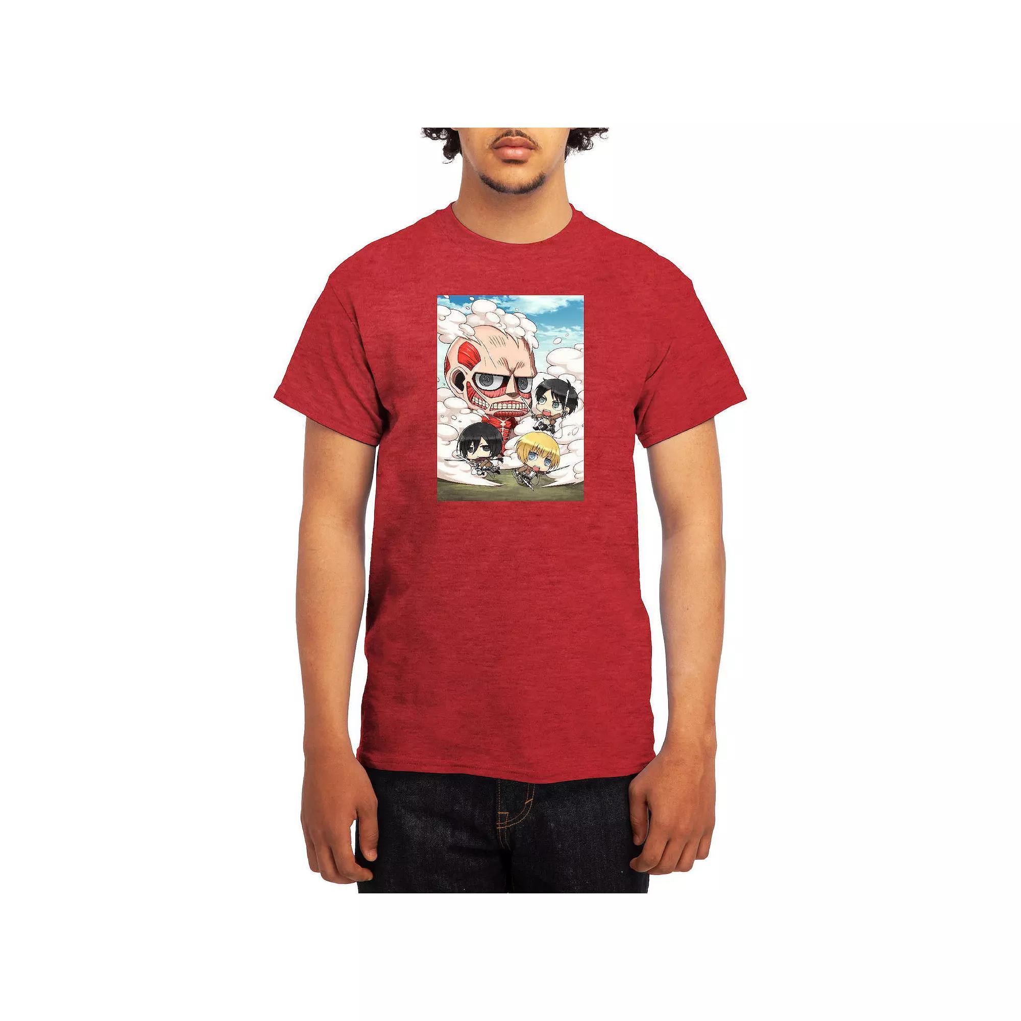Men's Attack on Titan Distressed Cadet Corp Emblem Tee, Boy's, Size: XXL, Grey Red Product Image