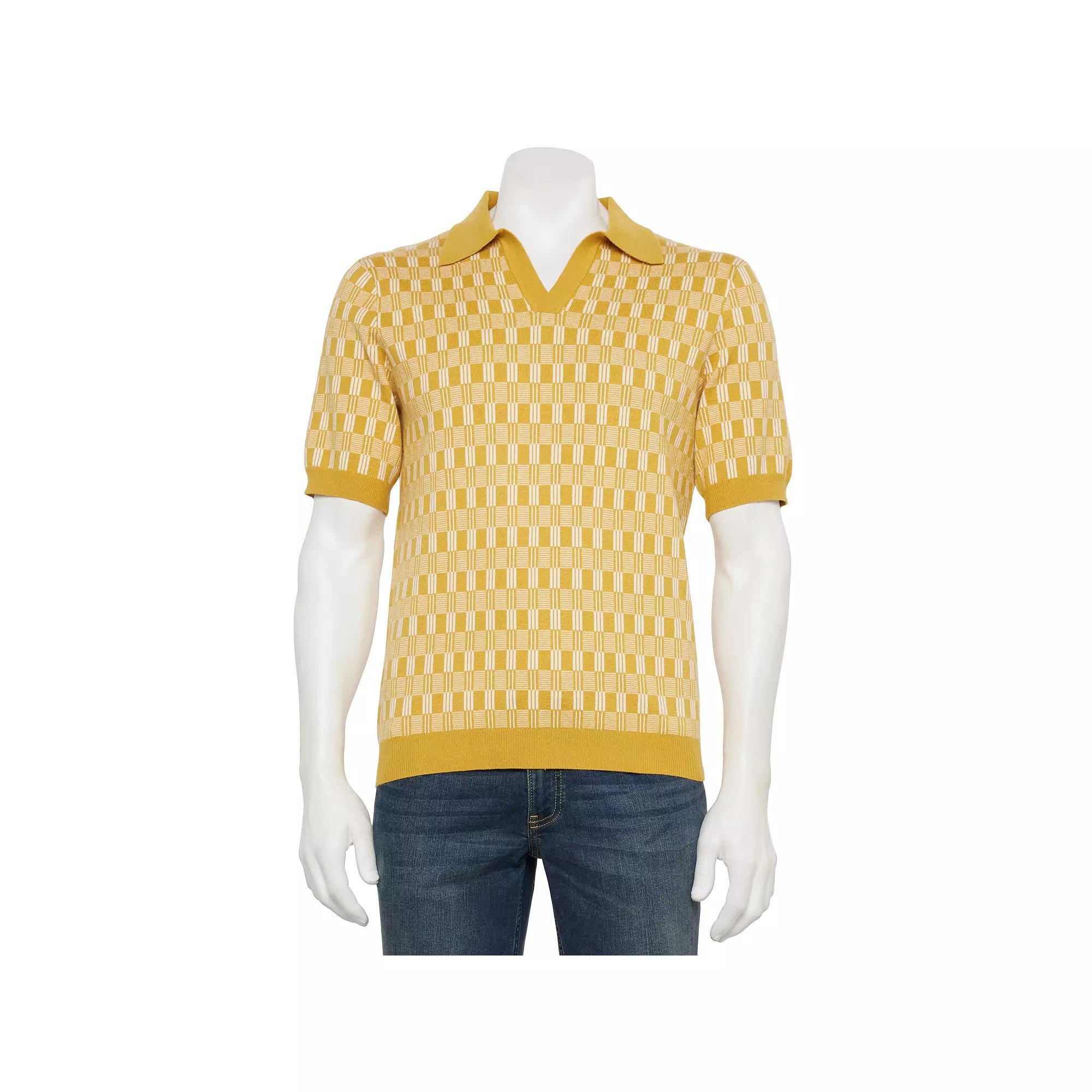 Men's Thomas Sterling Short Sleeve Sweater Polo Shirt, Size: Large, Gold Product Image