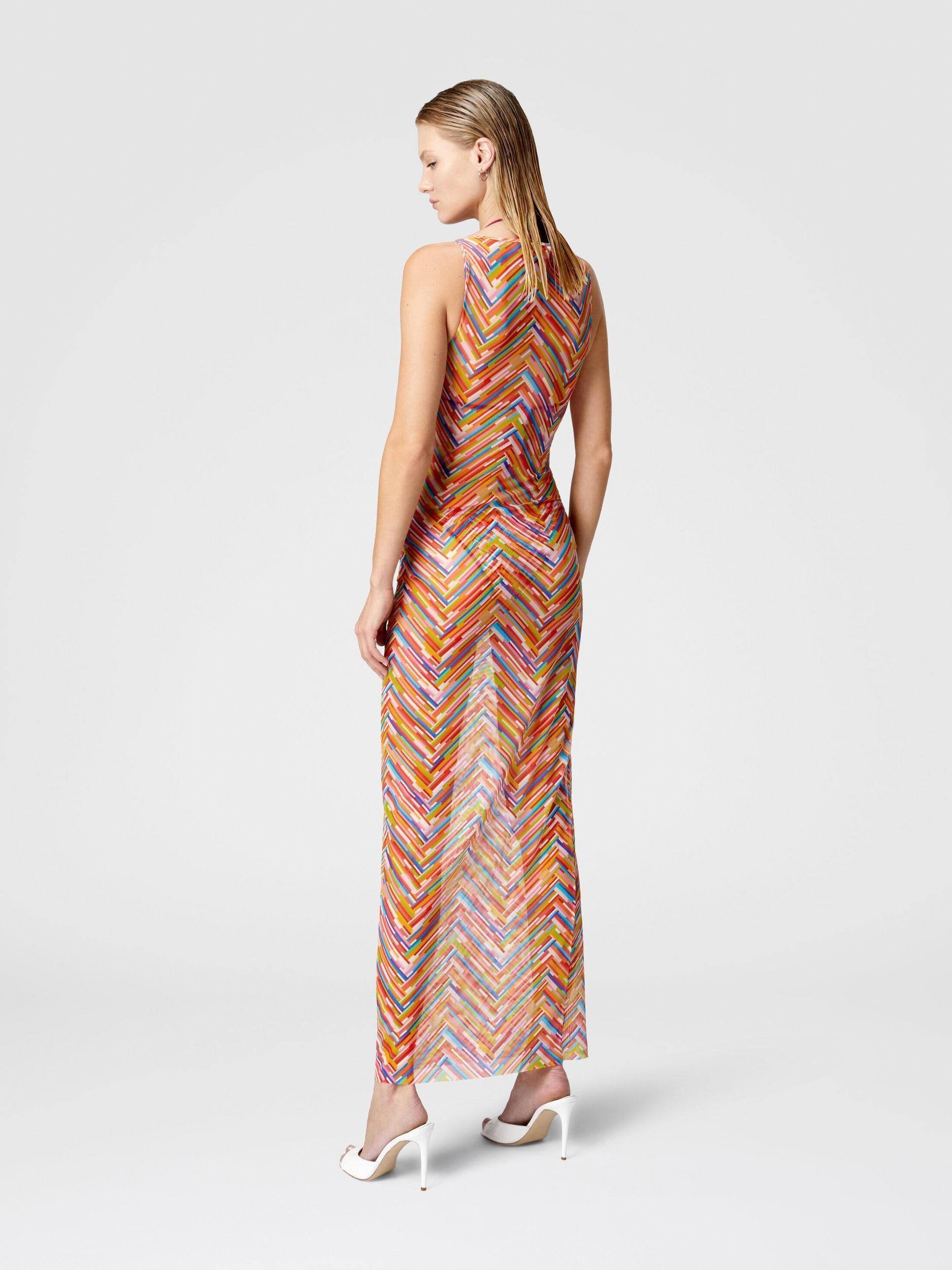 Long sleeveless dress in printed tulle Product Image