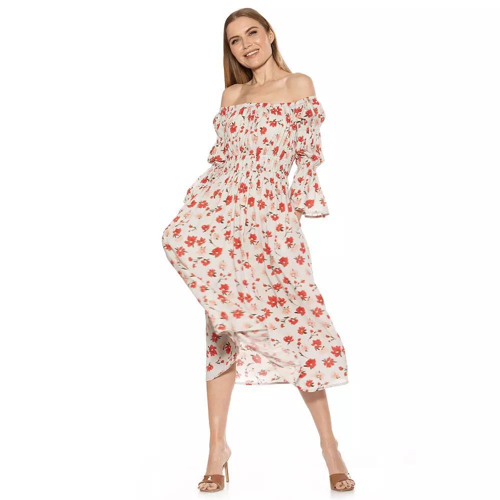 Women's ALEXIA ADMOR Rey Off-the-Shoulder Midi Dress, Size: 4, Teal Blue Product Image