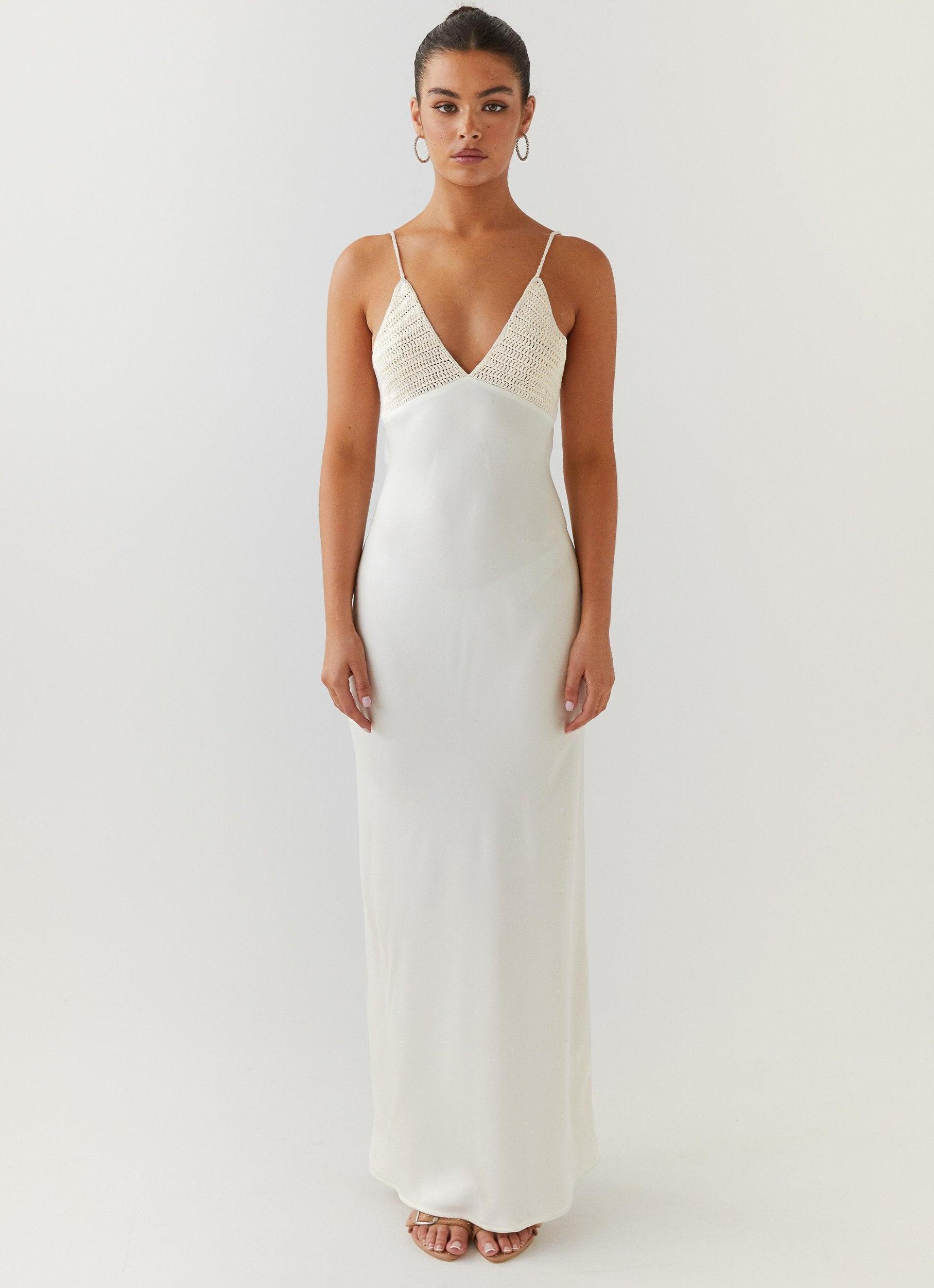 Perfect World Satin Maxi Dress - Pearl Dove Product Image