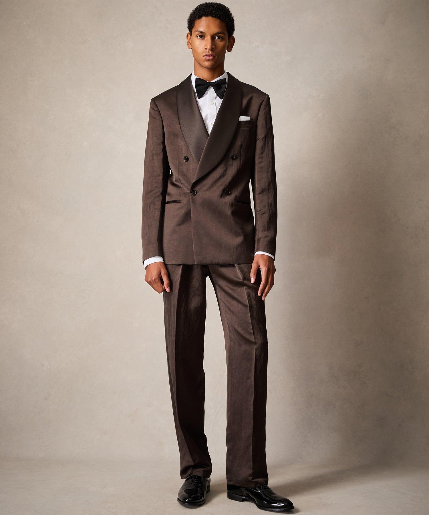 Italian Double-Breasted Shawl Tuxedo in Brown Product Image