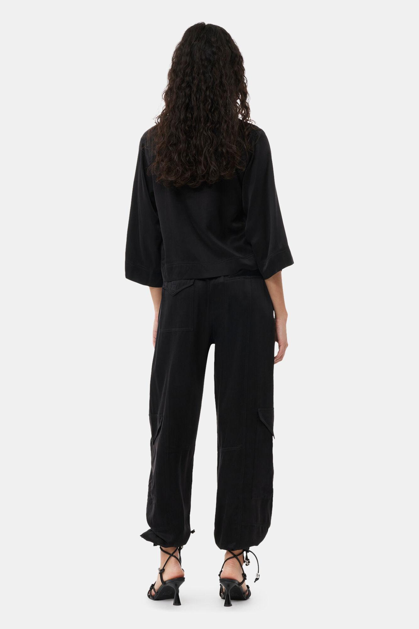 Washed Satin Crop Shirt Product Image