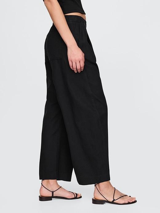 Mid Rise Linen-Blend Easy Barrel Pants Product Image