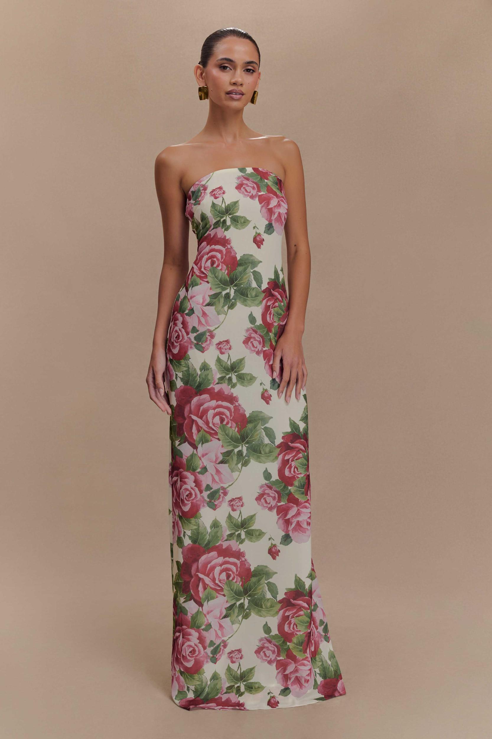 Ella Strapless Chiffon Maxi Dress - Sonia Rose Print Product Image