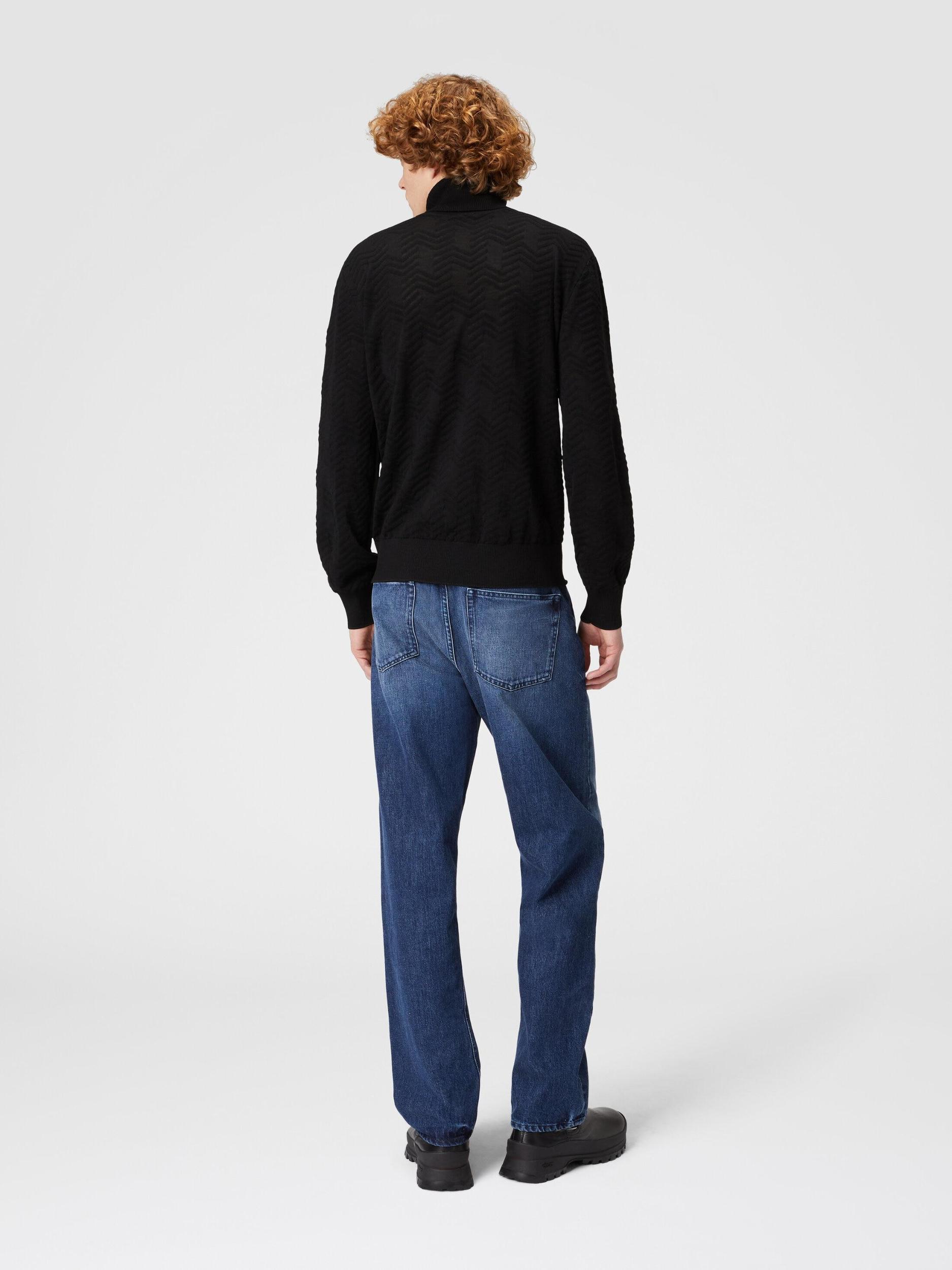 Wool turtleneck pullover with tone-on-tone chevron Product Image